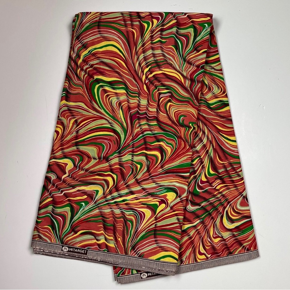 Orange Multicolor Abstract Print Cotton Fabric